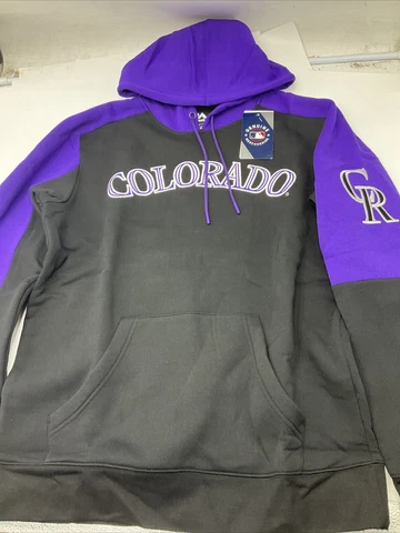 (2XL)  MLB Colorado Rockies Men's Pull Over Majestic Hoodie BLACK Sweatshirt NWT Cover