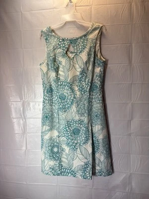 Vestido Etcetera Anthropologie verde azulado floral sin mangas hasta la rodilla 10 Foto 1 de 4