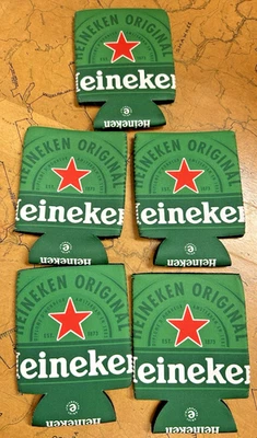 5 Heineken Beer Koozies / Coozies / Enfriador de latas aislado NUEVO Foto 1 de 4