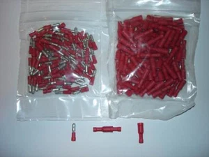 100 CONECTORES DE BALA ROJOS MACHO Y HEMBRA 22-18 AWG CABLE EMPALME ELÉCTRICO - Imagen 1 de 1