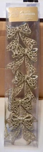 Christmas Ornements You Choose Color Glitter Bows 4” x 4” NIB 5 Pack 273F - Picture 1 of 9