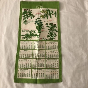 Asciugamano da tè vintage 1976 VERA calendario da parete firmato Vera verde brillante erbe - Foto 1 di 12