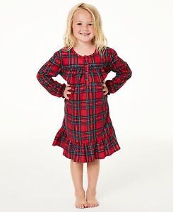 allbrand365 designer Big Kid Girl Matching Brinkley Plaid Pajama Nightgown 14-16