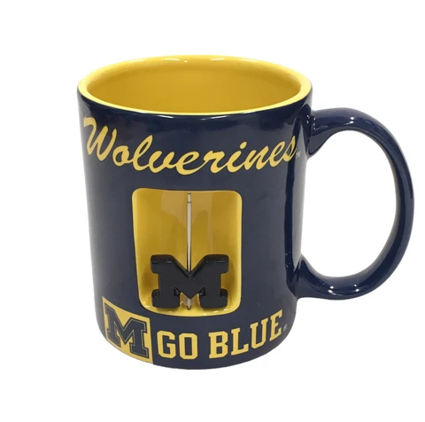 University Of Michigan Ceramic Mug Wolverines Go Blue Spinner "M" Coffee Cocoa Cover