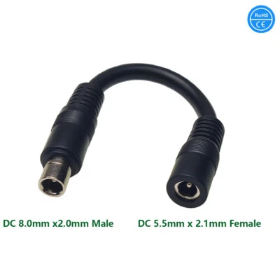 DC 8mm 16AWG 8020 Male to 5.5mm x 2.1mm Female Power Adapter Cable Solar Panel - Image 1 of 4