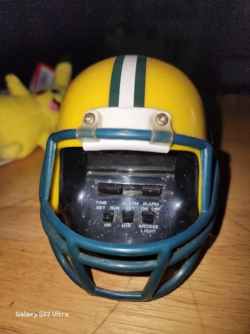 Vintage Green Bay Packers Bulova Sportstime Helmet Alarm Clock NFL WORKS READ Cover