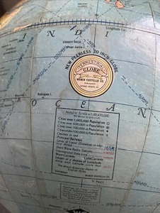 Vintage Peerless Terrestrial Weber Costello Co Globe 10in. Publishers Chicago Il - Picture 1 of 4