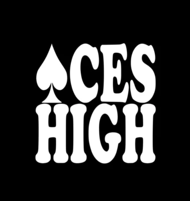 Aces High Vinyl Sticker decal WHITE GLOSS 10 x 10 cm - Image 1 of 2