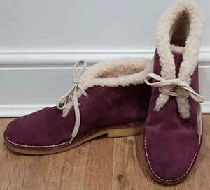 Bally rosa lila Karem Wildleder cremefarbene Scherung gefütterte Stiefeletten US9,5 UK6,5 - Bild 1 von 11