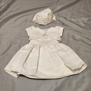 Magic Kids Infant Baby Girl Dress Set 18 Months White Cardigan Hat Christening - Picture 1 of 14