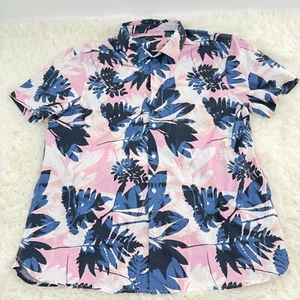 Perry Ellis Hawaiian Shirt Floral Stretch Button Up Men's Size XL Beach Casual - Picture 1 of 8