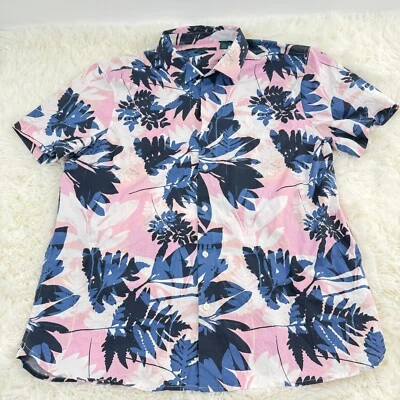 Perry Ellis Hawaiian Shirt Floral Stretch Button Up Men's Size XL Beach Casual - Image 1 of 4