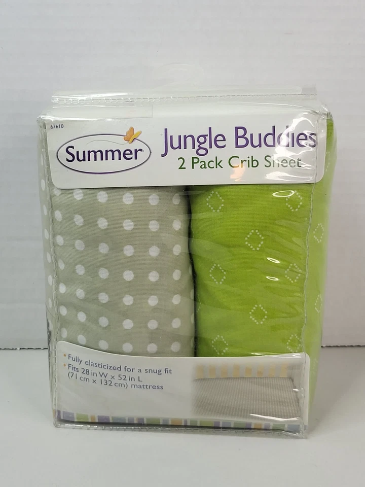 Paquete de 2 sábanas para cuna Summer Jungle Buddies Foto 1 de 3