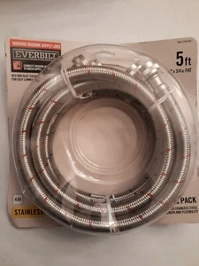 Everbilt 3/4 in. x 3/4 in. x 5 ft. Stainless Steel Washing Machine Hose (2-Pack) - Picture 1 of 1