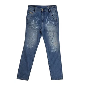 Diesel Blue Distressed Tapered Denim Jeans UK Women's 10 W28 L27 K527 - Picture 1 of 8