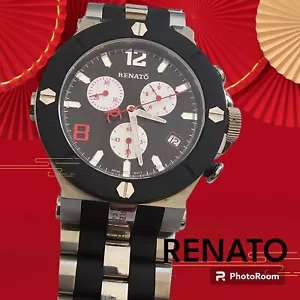 Renato Wilde Beast Men's Watch, Swiss ETA G10, Black/SS Rubber Integration, EUC - Picture 1 of 10