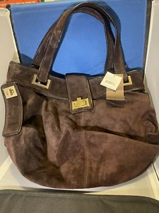 Kooba BROWN Suede satchel Leather Handbag Large VINTAGE Purse Shoulder bag. - Picture 1 of 6