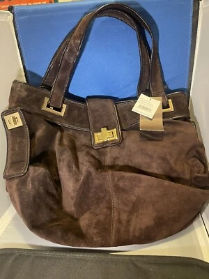 Bolso de mano grande vintage de cuero de gamuza marrón Kooba. Foto 1 de 4