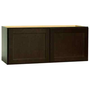 Shaker 36 in. W x 12 in. D x 15 in. H Assembled Wall Kitchen Cabinet in Java - Picture 1 of 8