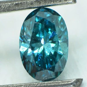 Loose Oval Shape Diamond Fancy Blue Color 0.70 Carat Real Natural Enhanced SI1 - Picture 1 of 8