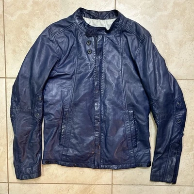 Chaqueta y2k Diesel Piel de Cordero Cuero Moto Café Corredor Motociclista Cremallera Para Hombres Pequeña Foto 1 de 4