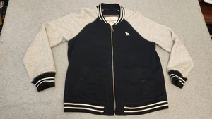 Abercrombie & Fitch Jacket Mens Large Navy Gray Varsity Bomber Raglan Zip Moose - Picture 1 of 17
