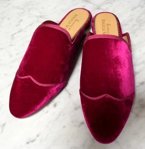 Nuevo sin caja Oficina de Angela Scott Fucsia Terciopelo Mula Apilado Tacón Bajo-Ms. Adelaide-40 - Imagen 1 de 7