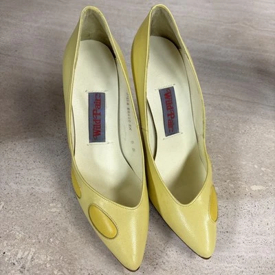 The Wild Par Tacones Años 80 Vintage Amarillo Mantequilla Talla 5  Foto 1 de 4