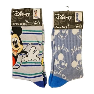 Disney Mickey Mouse Crew Sock 2 Pair Shoe Size 9-13 Fun Novelty NEW - Picture 1 of 2