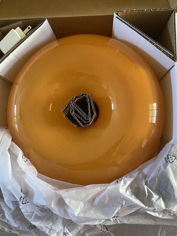 IKEA VARMBLIXT LED Table/Wall Donut Lamp Orange Glass/Round 12" 905.251.50 -