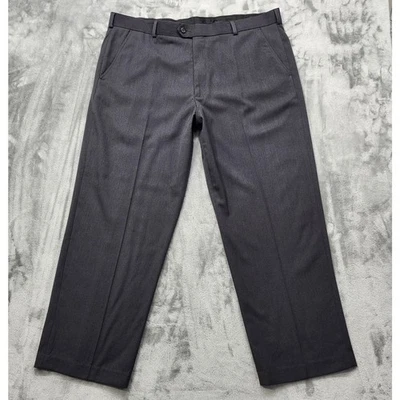 Брюки мужские George 42X30 серые плоские спереди прямые эластичные офисные опрятные  - Изображение 1 из 4