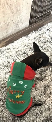 XS Dog Warm Fleece Hoodie Christmas Santa Puppy Shirt Sweater Winter Apparel - Image 1 of 3