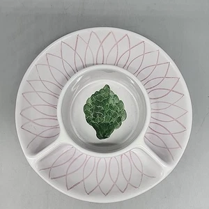 Vintage Hand Painted Divided Artichoke Dish Ceramic Maja Mexico 7" - Picture 1 of 4