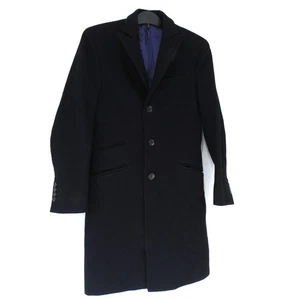 Trotter & Deane Limited Edition Mens Navy Wool Overcoat Jacket Size 36 UK - Picture 1 of 18