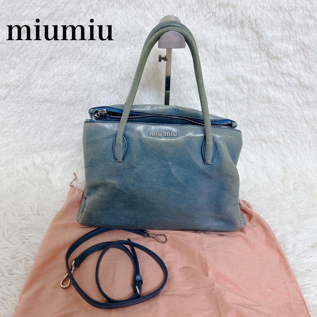 Blue Leather Exterior Miu Miu Bags & Handbags for Women for sale