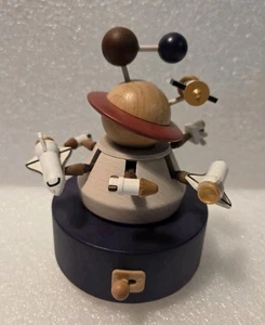 Wooderful Life Space Wooden Cosmos Music Box Astronaut Shuttle Space Rockets - Picture 1 of 9