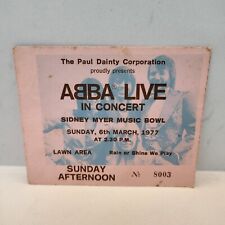 ABBA Melbourne Concert Stub MAR 6th 1977 Sidney Myer Music Bowl