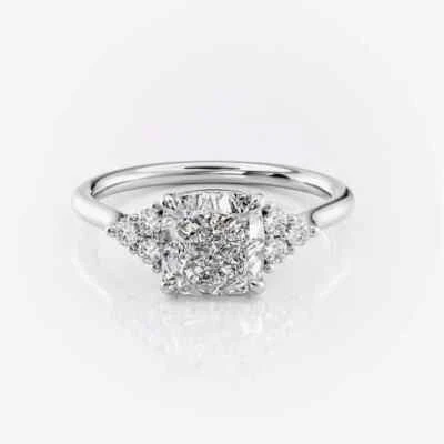 1.20 Ct Cushion Cut Lab Grown Diamond 14k White Gold Wedding Ring - Image 1 of 4