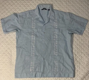 Vintage Premier Cuban XL Guayabera blau Hemd bestickt - 27 KNÖPFE!! - Bild 1 von 14