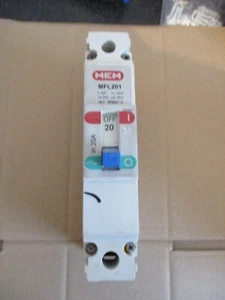 MEM MEMSHIELD 2 MFL201 20 AMP SINGLE POLE MCCB CIRCUIT BREAKER - Picture 1 of 1