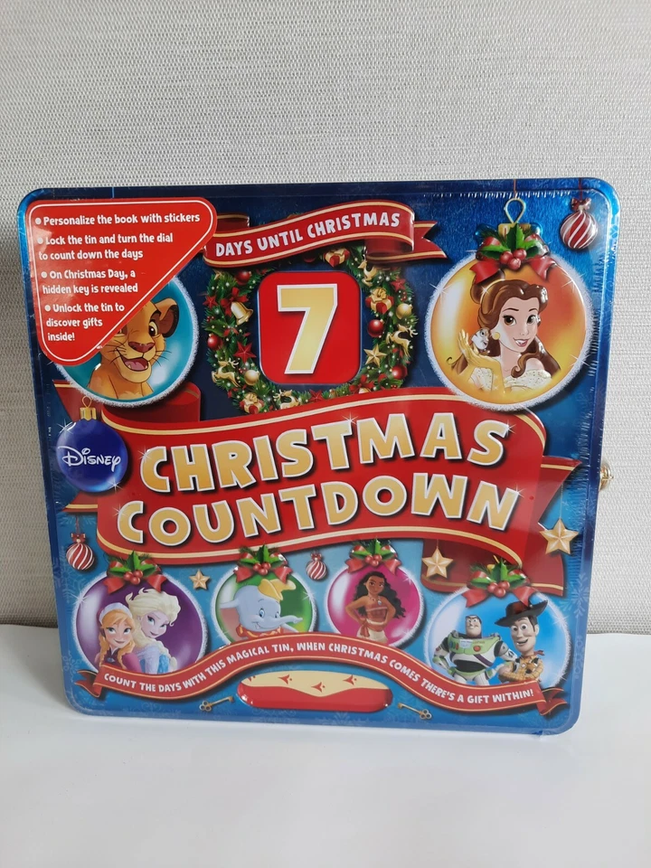 Disney Christmas 7 Day Deluxe Countdown Tin With Lock Advent Calender