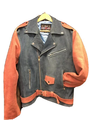 Blue&Pink Suede Biker Jacket Genuine Leather - Image 1 of 4