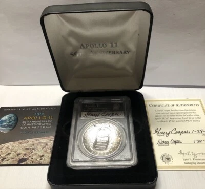 2019 APOLLO 11 50th Anniversary Silver Dollar PCGS PR70 ⭐️RARE GARY COOPER SIG! - Image 1 of 4