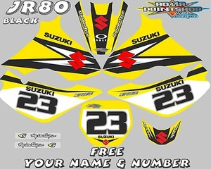 suzuki jr80 decals graphics jr 80 full kit laminated stickers motocross mx black - Picture 1 of 1