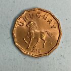 URUGUAY 1976 10 CENTENSIMOS Horse equine South Amer World Foreign Coin Circ #123