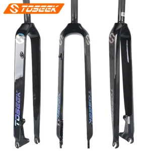 Toseek Carbon Fiber MTB Rigid Fork 26/27.5/29" Disc Brake Black Straight Tube - Picture 1 of 4