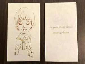 BIGLIETTO AUGURI COMUNIONE CRESIMA BIMBO BIGLIETTI CON FINITURE ORO CM 15 X 8,5 - Picture 1 of 3