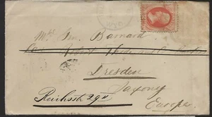 1882 Cover from Wyoming to Mrs General J G Barnard forwarded to Dresden Ger. - Picture 1 of 2