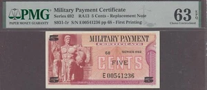 US MPC 5 Cents Replacement Note Series 692 PMG 63EPQ - Picture 1 of 2