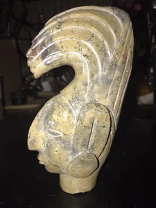 Figura de cabeza de piedra vintage rey maya pacal - Imagen 1 de 11